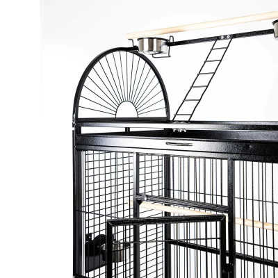 Jaula para aves grandes en Málaga con diseño elegante de interior, acabado profesional en color antracita