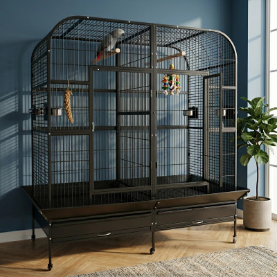 Jaula doble para loros grandes de interior Zolia Gabon 180x100x178 cm - Zolia